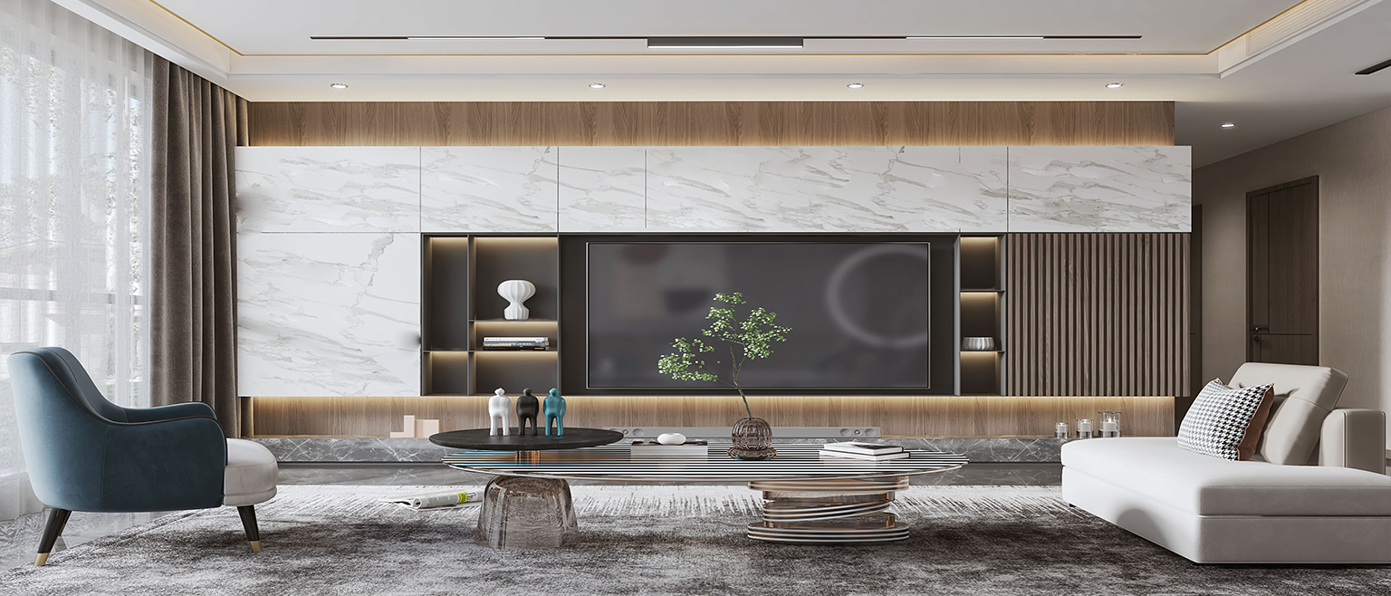 岩板背景墙装饰效果